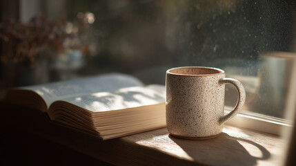 Cozy Morning: Coffee & Book by Window
