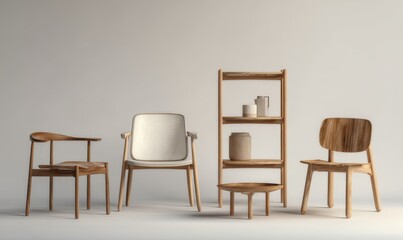 Modern wooden furniture arrangement