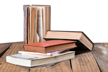 Used books, stacked literature, culture, old pages
