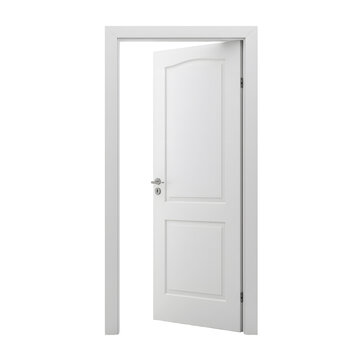 Open white door against a plain white background.