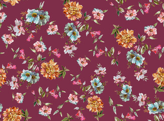 Soft pastel colors watercolor seamless pattern for beauty products or other.