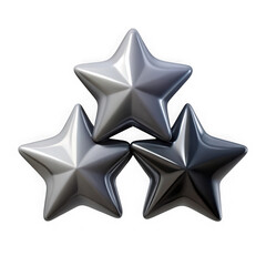 Obraz premium Metallic stars 3d render on black background isolated background on transparent background