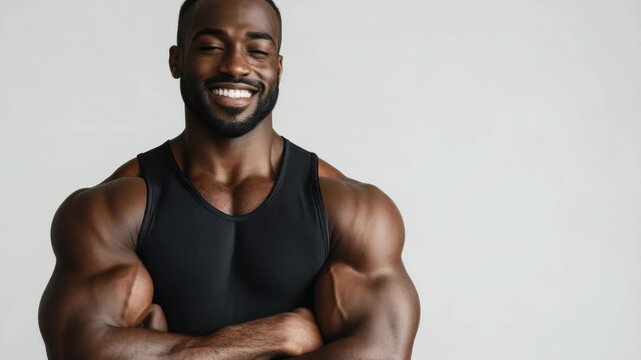 Professional athlete with strong muscles and determined expression.