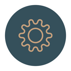 story icon_gear teal and gold color round shapes 