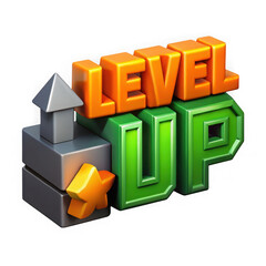 Obraz premium 3d level up graphic for game design isolated background on transparent background