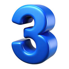 Naklejka premium 3d render blue number three graphic isolated background on transparent background