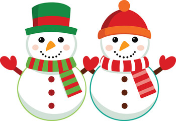 Two Cute Snowmen Holding Hands with a Heart for Christmas