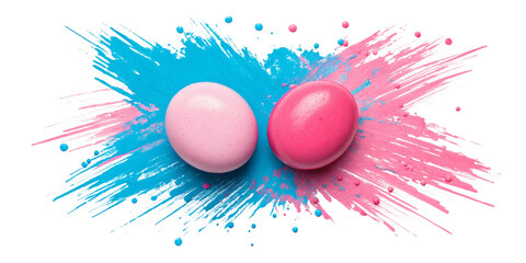 Abstract Pink and Blue Paint Splatter - Vibrant Brush Stroke on Transparent Background
Strawberry Bubblegum and Sky Splash - Gender Reveal Paint Stroke Isolated PNG