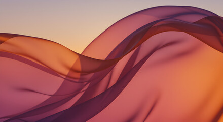 Fototapeta premium Vibrant flowing sheer fabric creating soft, organic wave patterns in a warm and cool color gradient
