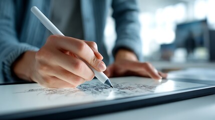 Designer Using Graphics Tablet – Close-Up