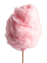 Fluffy pink cotton candy on a wooden stick isolated on a plain white background ph 3 isolated on a transparent background