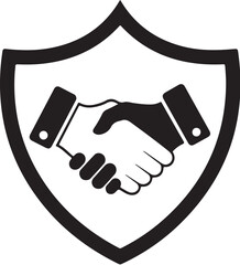 A Visual Representation of Partnership, Trust, and Commitment Handshake Symbol Inside a Shield Promoting Safety and Security, Ideal for Business and Services