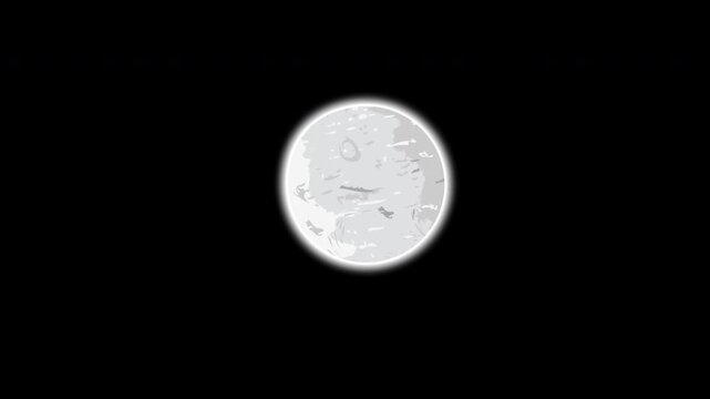 animation a full moon glowing brightly against a dark black background.

