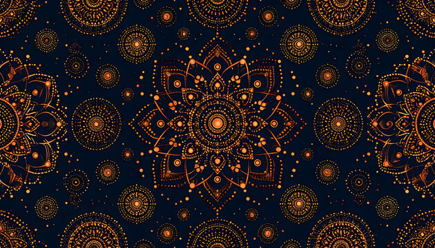 Intricate Gold Mandala Pattern on Dark Blue Background