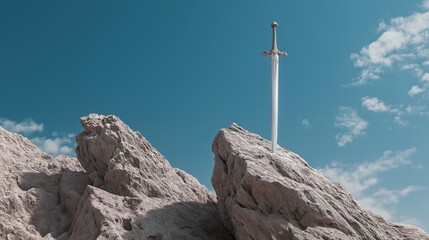 Excalibur. The story of legend. The legend of the knight king. AI generation.