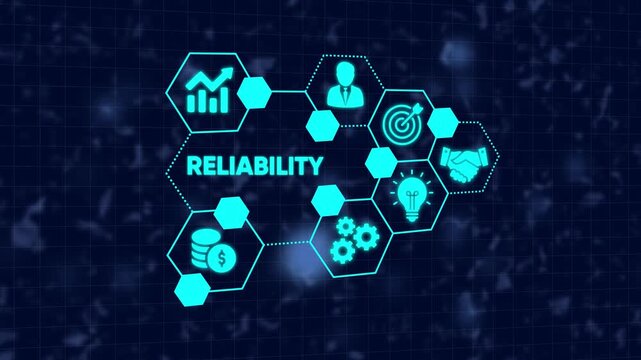 Animated digital diagram displaying the concept of reliability in business strategy