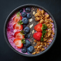 Vibrant Smoothie Bowl with Fresh Berries and Granola