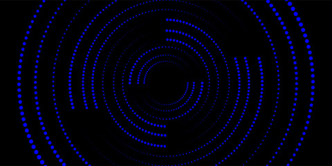 Sound wave rhythm lines spiral dynamic abstract vector background in circle dot shape
