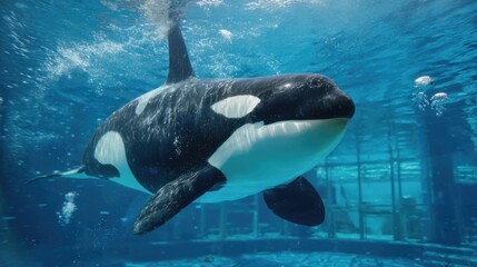 Obraz premium 水族館のシャチ