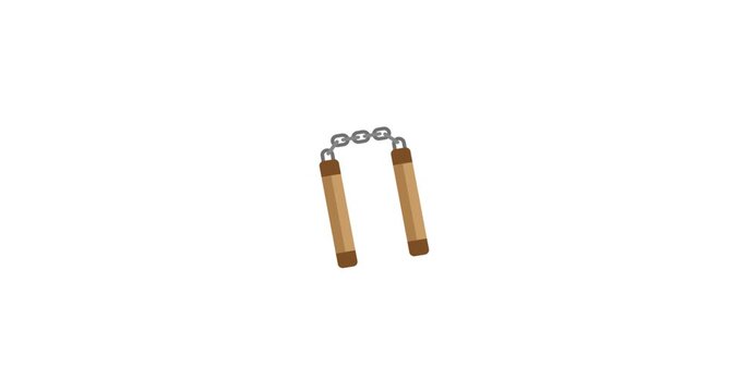 Animated icon of Nunchaku, a traditional martial arts weapon consisting of two sticks connected by a chain or rope. Represents speed, precision, and discipline in martial training. Ideal for martial a