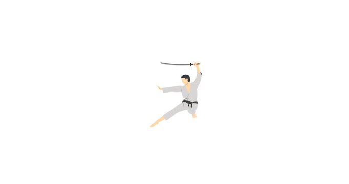 Animated icon of Sword Art, representing traditional and modern martial arts that focus on bladed weapon techniques. Symbolizes precision, discipline, and warrior spirit. Ideal for martial arts school