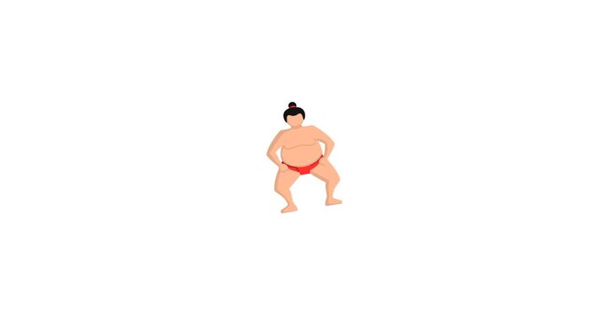 Animated icon of a Sumo Wrestler, representing traditional Japanese martial arts and culture. Symbolizes strength, discipline, and competitive spirit. Perfect for sports branding, cultural projects, m