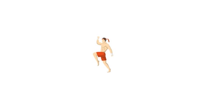 Animated icon of Muay Thai, the traditional martial art of Thailand known as the &ldquo;art of eight limbs,&rdquo; using punches, kicks, elbows, and knees. Represents strength, discipline, combat sport, and cultu