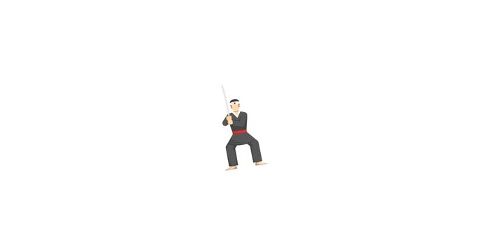 Animated icon of Kenjutsu, the traditional Japanese martial art of swordsmanship practiced by samurai. Represents discipline, combat skills, heritage, and warrior culture. Ideal for martial arts schoo