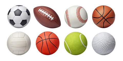 Sport Activity Balls Bundle PNG - Isolated Transparent Background Set
Sports Balls Collection Cutout - Soccer, Basketball, Football, Baseball PNG