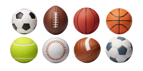 Sport Activity Balls Bundle PNG - Isolated Transparent Background Set
Sports Balls Collection Cutout - Soccer, Basketball, Football, Baseball PNG