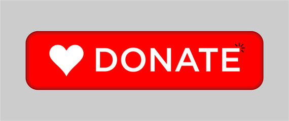 Red Donate button with heart 