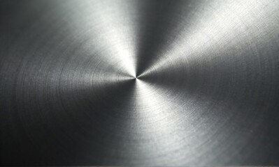 Close-up of a brushed metal surface.  The circular pattern shows a polished, reflective sheen emanating from a central point, creating a gradient of light and dark tones.