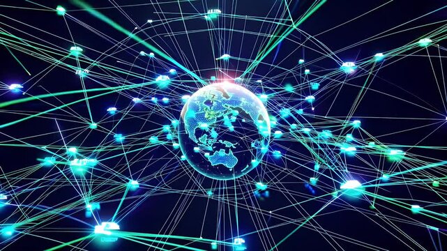 minimal looping tech background showing an empty digital space filled with moving nodes and grid patterns ideal for branding intros or abstract presentations themed around innovation and