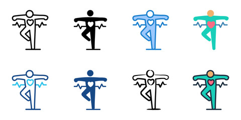 Senior Wellness icon set multiple style collection 
