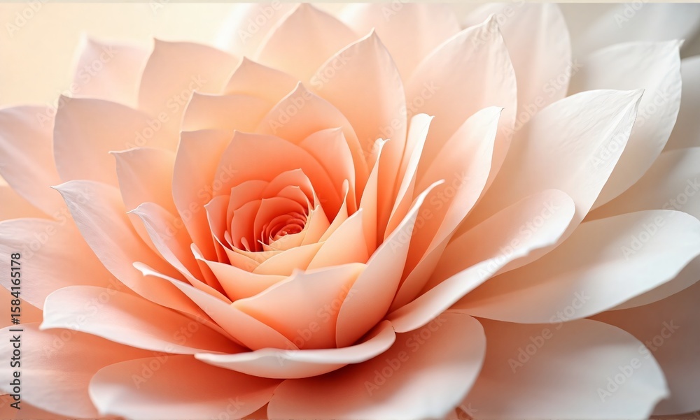 Wall mural close-up of a delicate, peach-colored paper flower. its intricate layers and soft texture create a f