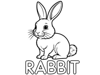 Fototapeta premium Cute Bunny Rabbit Coloring Page. (1)