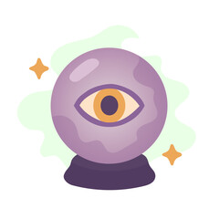 Crystal ball with mystical eye represents divination, ball reflecting psychic intuition, crystal ball guiding insight and foresight
