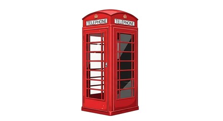 Red Telephone Booth Vector &ndash; Classic British Icon on White

