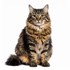 Obraz premium Maine coon cat seat on white floor studio