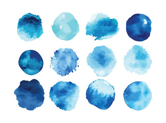 Blue watercolor circles isolated