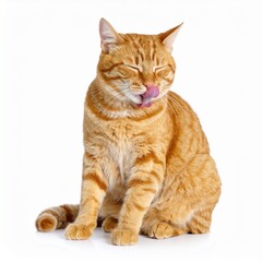 Obraz premium Bright Orange Tabby Cat on White Background