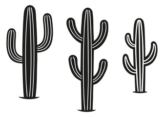 Obraz premium Black desert flora silhouettes cactus plant