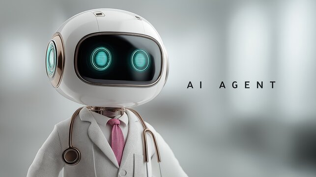 An AI agent acts as a virtual assistant, for support as an AGI artificial general intelligence representative symbolizing agentic robot autonomy, and humanoid superintelligence technology