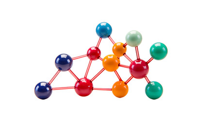 Molecular structure model showcases science and educational concept with colorful spheres  isolated on transparent background