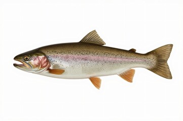 Rainbow trout illustration, isolated, white background, seafood, recipe