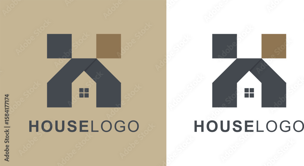 Fototapete house logo design with initial letters h and k connected in isolated style, can be used for real est