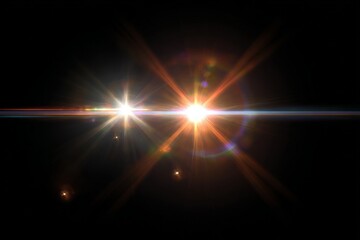 Bright Dual Star Lens Flare in Dark Space