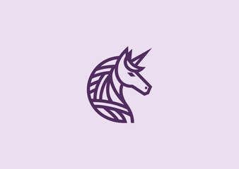 Geometric unicorn logo for fantasy, modern, or creative brand themes.