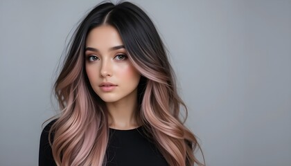 Modern Ombre Hair Portrait with Rose Gold Tones