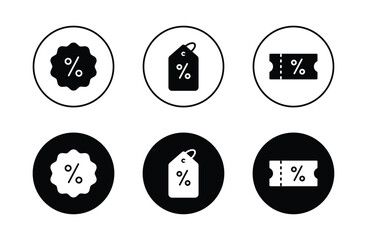 Discount percent tag icon set vector	